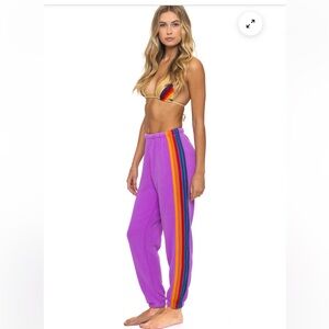 NWT AVIATOR NATION Sweatpants with Rainbow Side Stripes SIZE S
